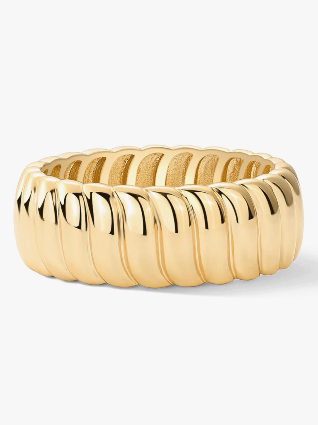 Gold Plated Textured Wave Ring - Women Jewelry